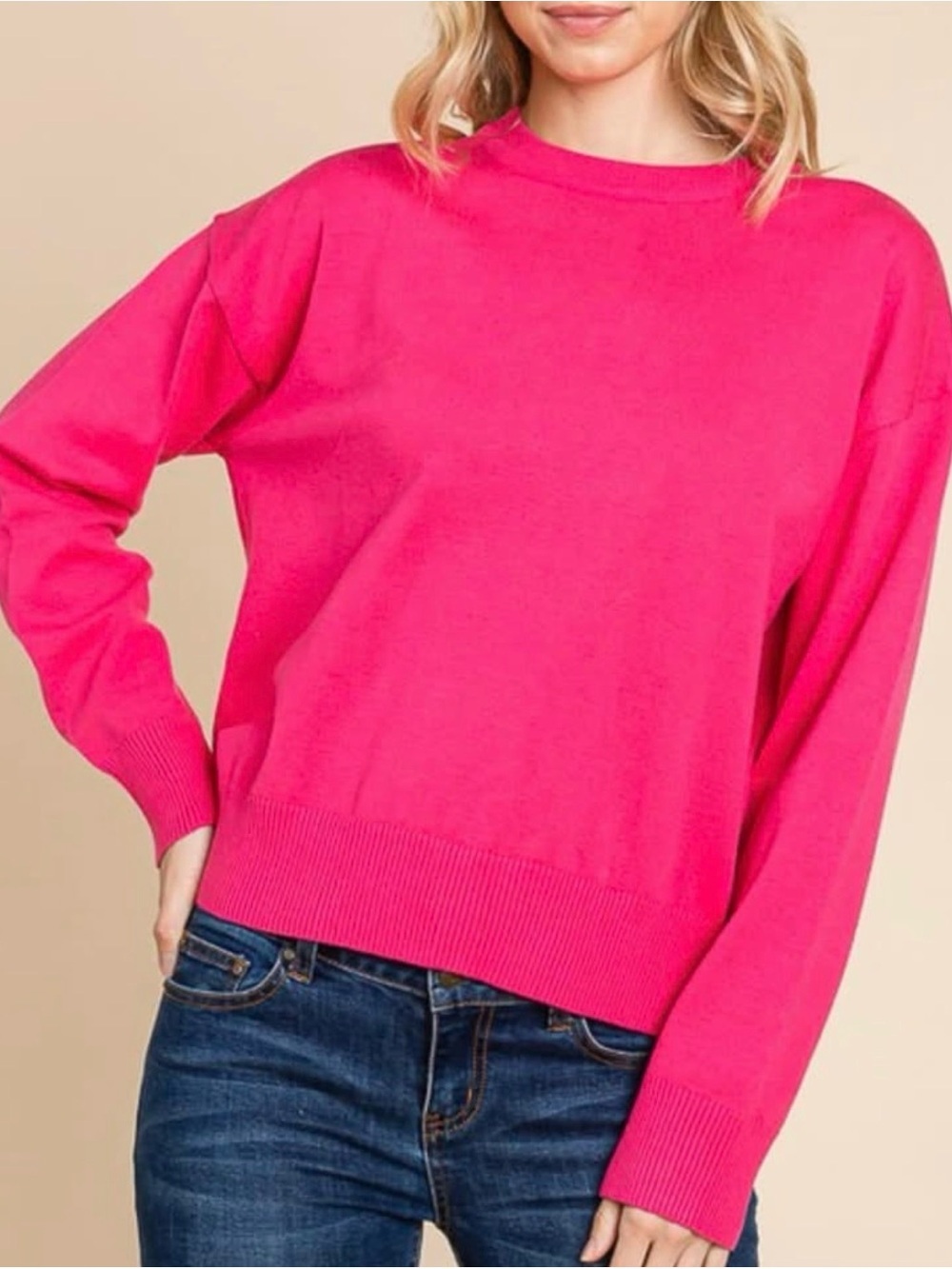 J. Crew Bright Pink Crewneck Sweater